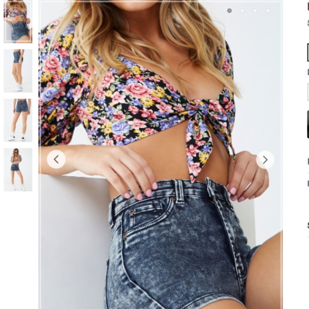 Acid wash - dark denim high waisted jean shorts